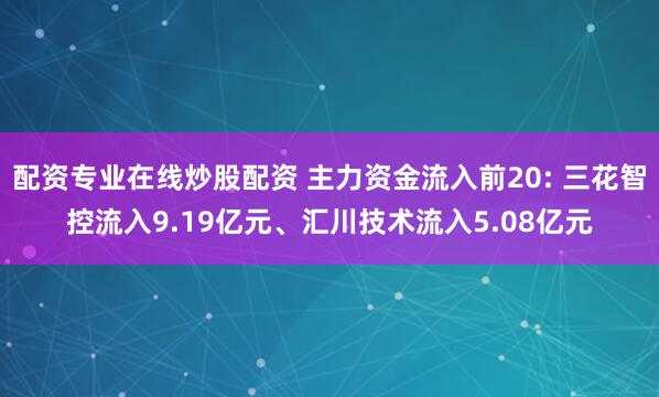 配资专业在线炒股配资 主力资金流入前20: 三花智控流入9.19亿元、汇川技术流入5.08亿元