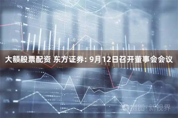 大额股票配资 东方证券: 9月12日召开董事会会议