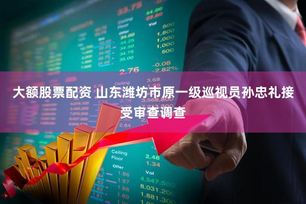大额股票配资 山东潍坊市原一级巡视员孙忠礼接受审查调查