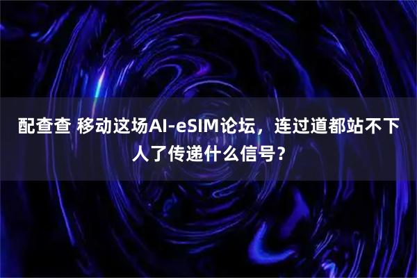 配查查 移动这场AI-eSIM论坛，连过道都站不下人了传递什么信号？